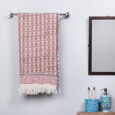 Brown - Sanganeri Block Printed Handloom Cotton Towel