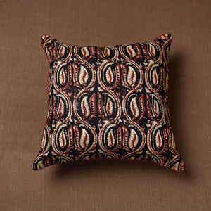 Black - Block Print Cotton Sanganeri Cushion Cover (16 x 16 in)