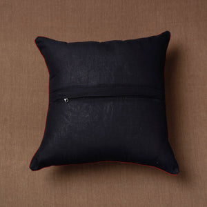 Black - Block Print Cotton Sanganeri Cushion Cover (16 x 16 in)