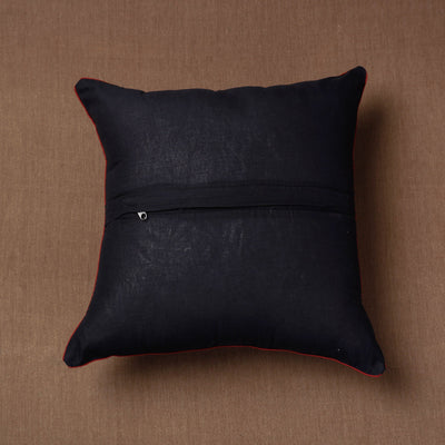 Black - Block Print Cotton Sanganeri Cushion Cover (16 x 16 in)