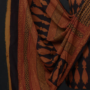 Black - 3pc Natural Dyed Cotton Bagh Print Suit Material Set