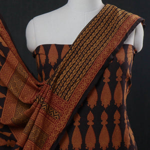 Black - 3pc Natural Dyed Cotton Bagh Print Suit Material Set