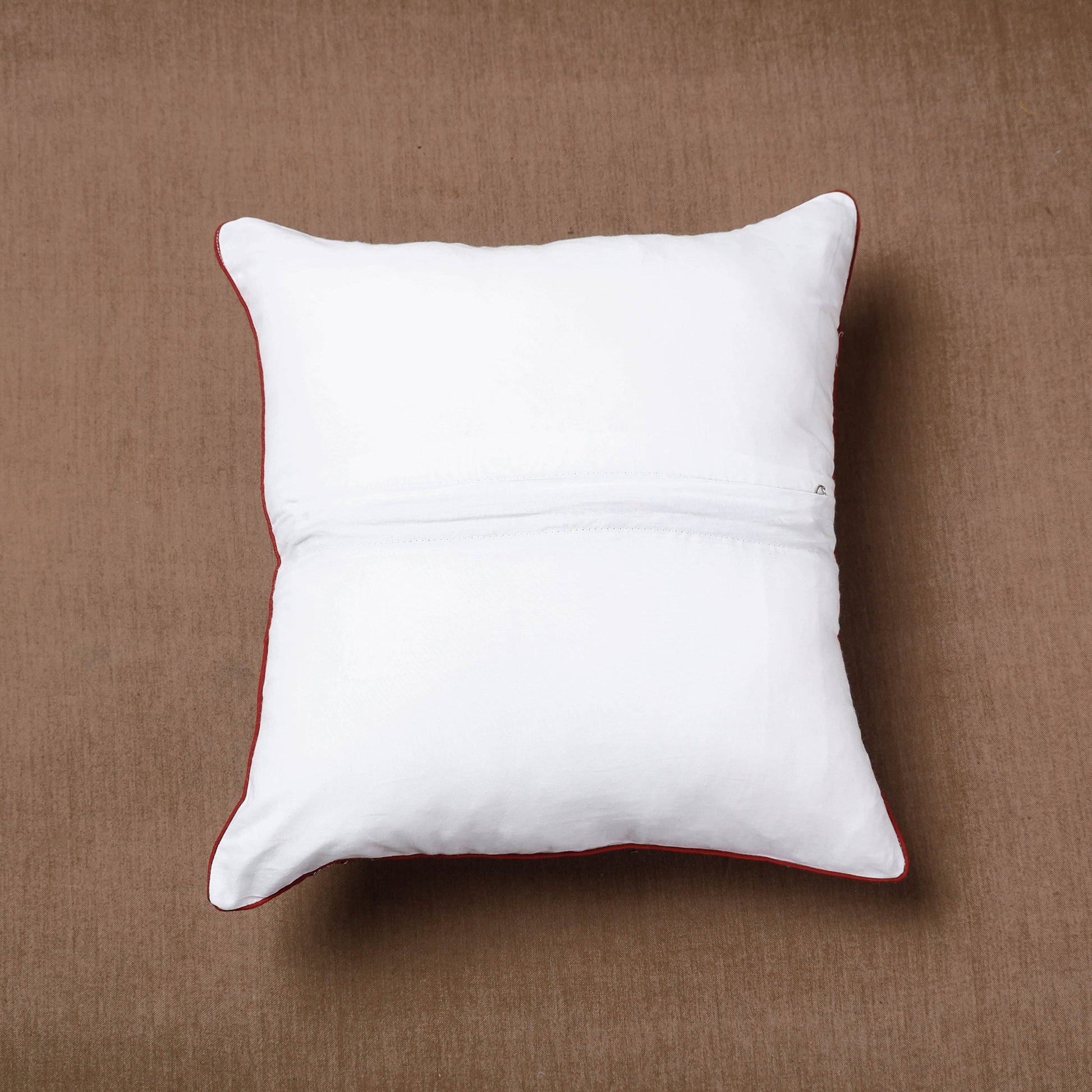 Brown - Block Print Cotton Sanganeri Cushion Cover (16 x 16 in)
