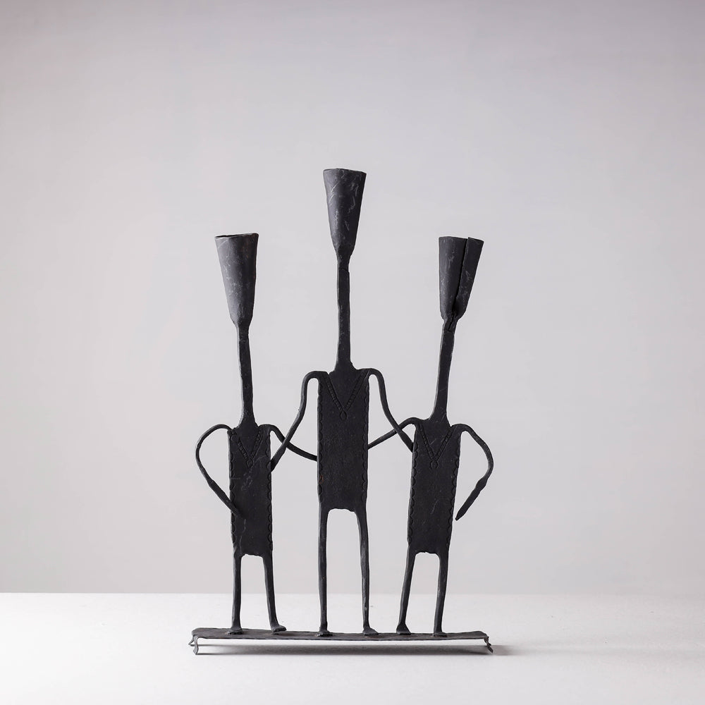 Bastar Tribal Wrought Iron 3 Batti Christmas