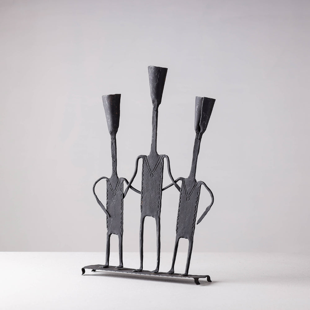 Bastar Tribal Wrought Iron 3 Batti Christmas