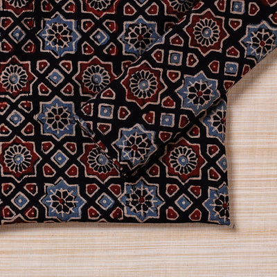 Black - Set of 4 Ajrakh Hand Block Print Cotton Table Napkin - (17 x 17 in)