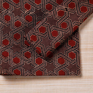 Brown - Set of 4 Ajrakh Hand Block Print Cotton Table Napkin - (17 x 17 in)