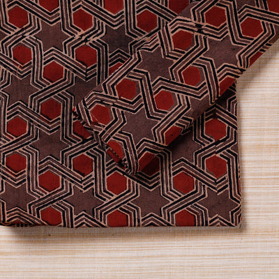 Brown - Set of 4 Ajrakh Hand Block Print Cotton Table Napkin - (17 x 17 in)
