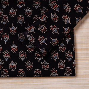 Black - Set of 4 Ajrakh Hand Block Print Cotton Table Napkin - (17 x 17 in)