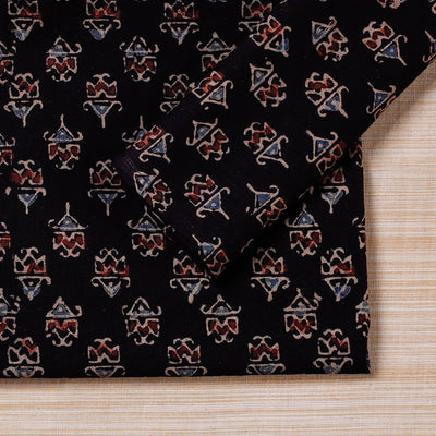 Black - Set of 4 Ajrakh Hand Block Print Cotton Table Napkin - (17 x 17 in)