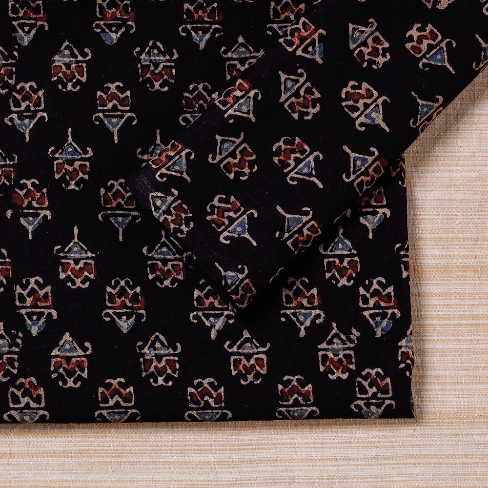 Black - Set of 4 Ajrakh Hand Block Print Cotton Table Napkin - (17 x 17 in)