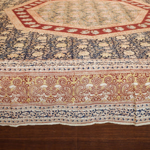 Black - Pedana Kalamkari Block Printed Natural Dyed Cotton Double Bedcover (110 x 90 in)