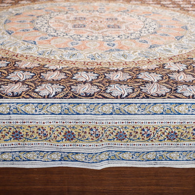 Black - Pedana Kalamkari Block Printed Natural Dyed Cotton Double Bedcover (110 x 90 in)