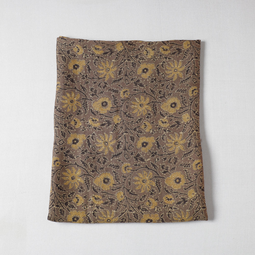 Brown - Ajrakh Block Printing Natural Dyed Pure Wool Precut Fabric