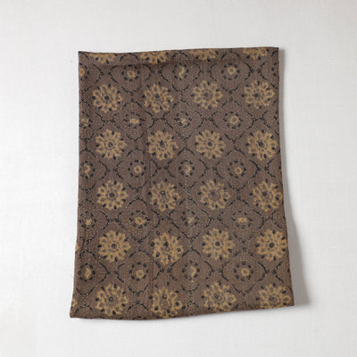 Brown - Ajrakh Block Printing Natural Dyed Pure Wool Precut Fabric