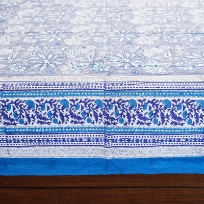 Blue - Block Print Cotton Double Sanganeri Bed Sheet