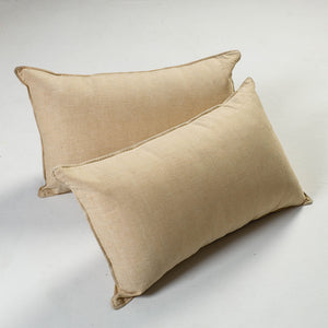 Beige - Piege - Fine Cotton Handloom Set of 2 Pillow Covers (26 x 16 in)