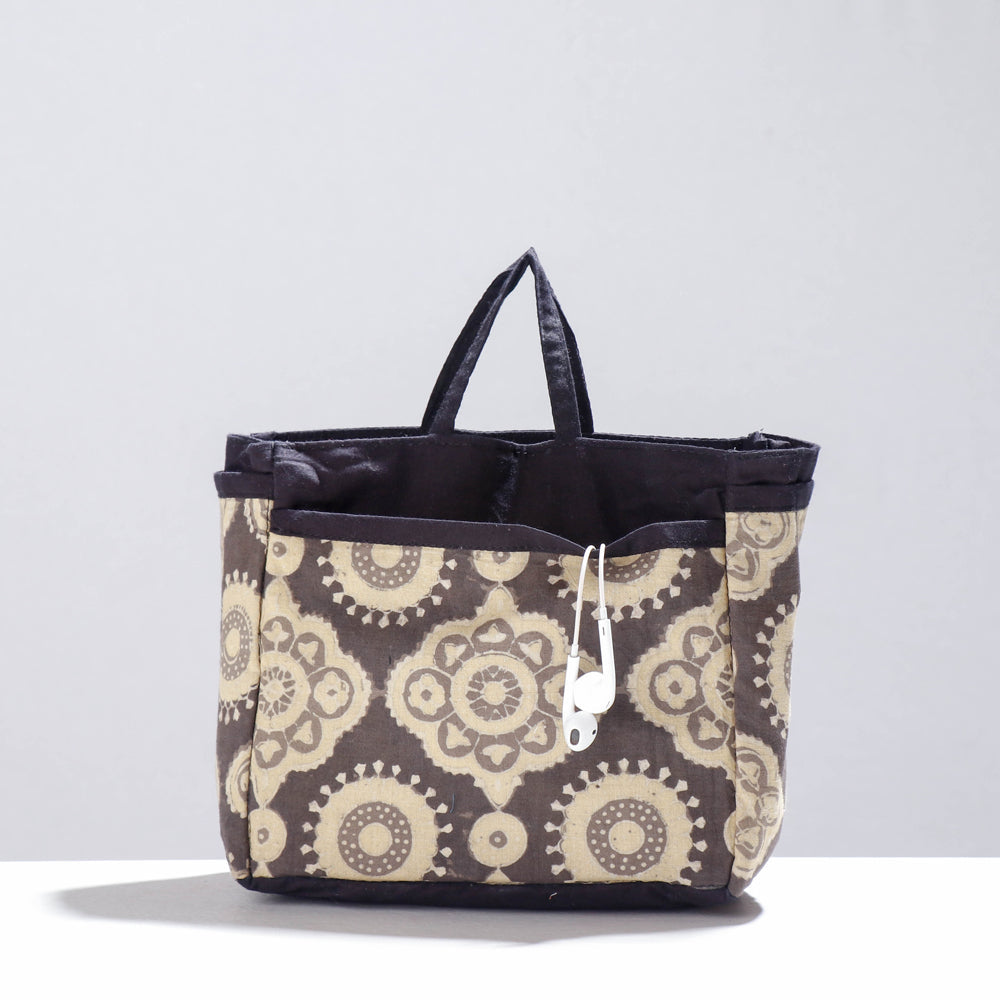 Brown - Ajrakh Multipurpose Cosmetic/Toiletry Cotton Pouch