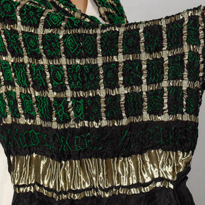 Black - Kutch Bandhani Tie-Dye Zari Checks Modal Silk Dupatta