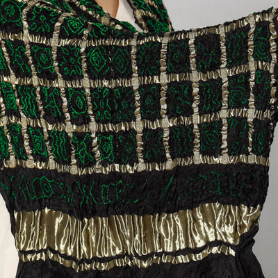Black - Kutch Bandhani Tie-Dye Zari Checks Modal Silk Dupatta