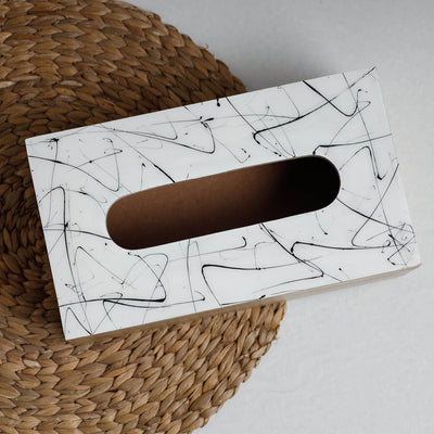 Brown - Handcrafted Mango Wooden Epoxy Resin Tissue Box (9 x 5 in)