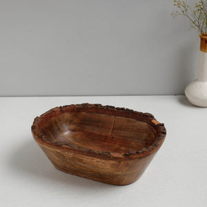 Brown - Handcrafted Mango Wooden Oval Bowl (7 x 10 in)