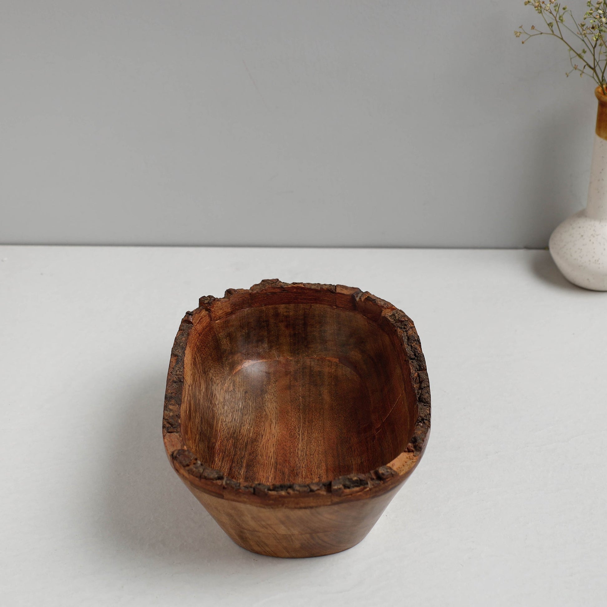 Brown - Handcrafted Mango Wooden Oval Bowl (7 x 10 in)