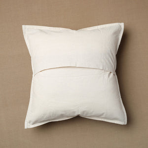 Black - Bakhiya Tanka Applique Work Cotton Cushion Cover (16 x 16 in)