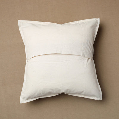 Black - Bakhiya Tanka Applique Work Cotton Cushion Cover (16 x 16 in)