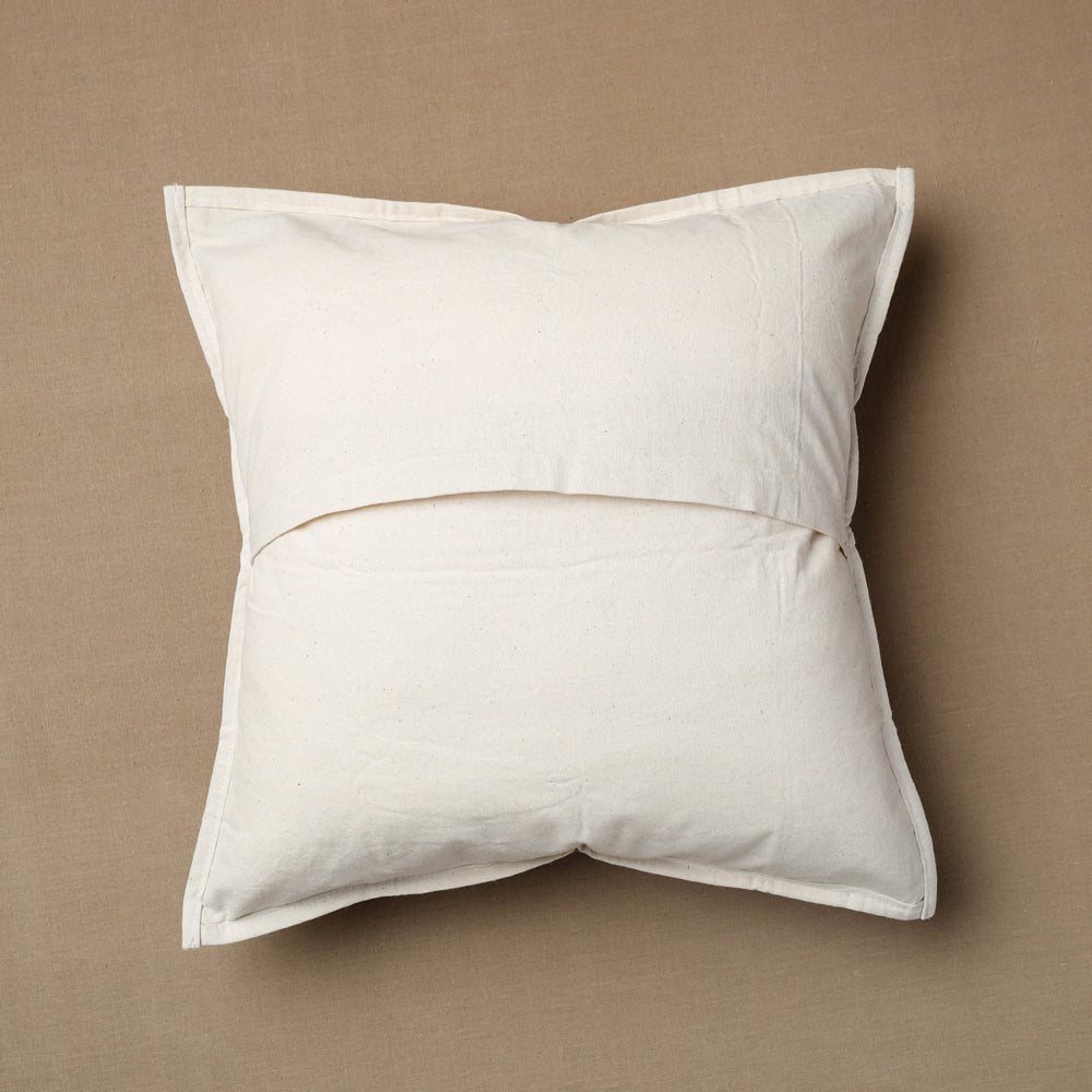 Black - Bakhiya Tanka Applique Work Cotton Cushion Cover (16 x 16 in)