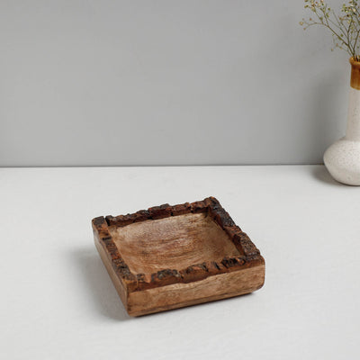 Brown - Handcrafted Mango Wooden Square Bowl (6 x 6 in)