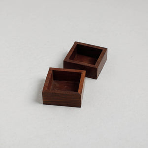 Brown - Handcrafted Sheesham Wooden Square Bowls (2 x 2 in,Set of 2)