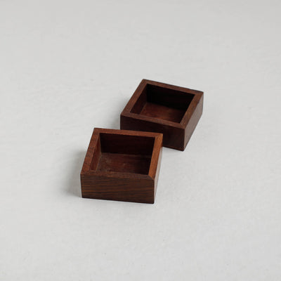 Brown - Handcrafted Sheesham Wooden Square Bowls (2 x 2 in,Set of 2)
