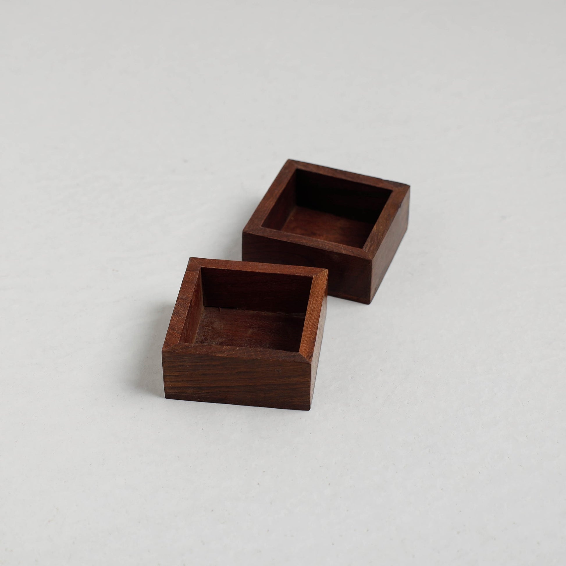Brown - Handcrafted Sheesham Wooden Square Bowls (2 x 2 in,Set of 2)