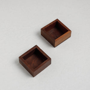 Brown - Handcrafted Sheesham Wooden Square Bowls (2 x 2 in,Set of 2)