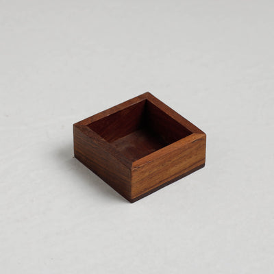 Brown - Handcrafted Sheesham Wooden Square Bowls (2 x 2 in,Set of 2)