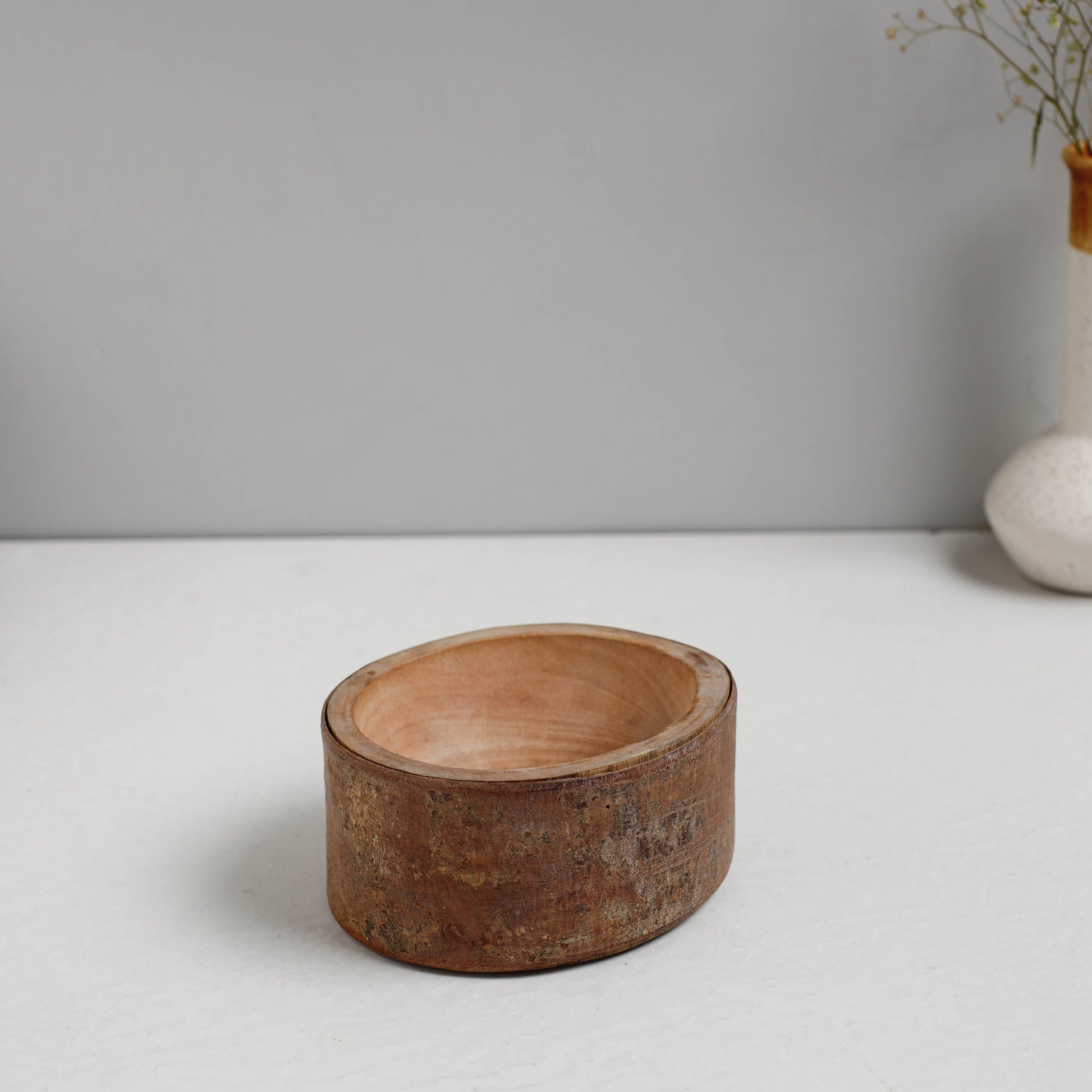 Brown - Hand Carved Natural Mahogany Wooden Bowl (5 x 5 in)