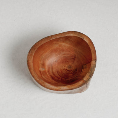 Brown - Hand Carved Natural Mahogany Wooden Bowl (5 x 4 in)