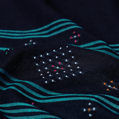 Black - Tangaliya Work Handwoven Cotton Stole with Tassels