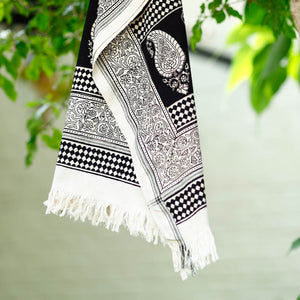 Black - Bagh Hand Block Printed Handloom Cotton Towel