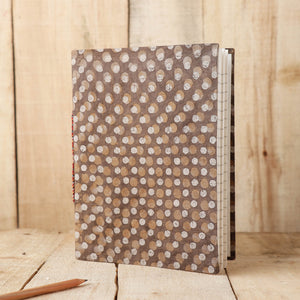 Brown - Art Block Print Fabric Cover Handmade Paper Notebook (9 x 7 in)