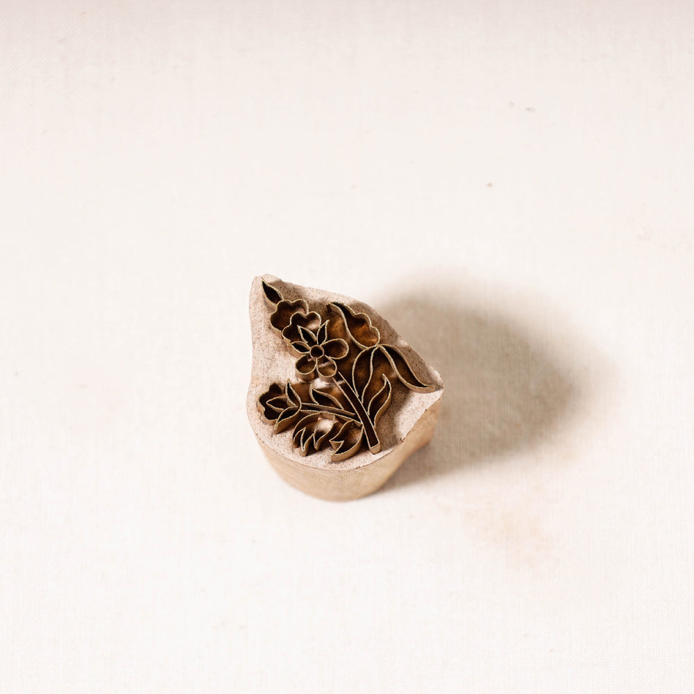 Hand-Carved Rohida Wood Brass Block (1 in)