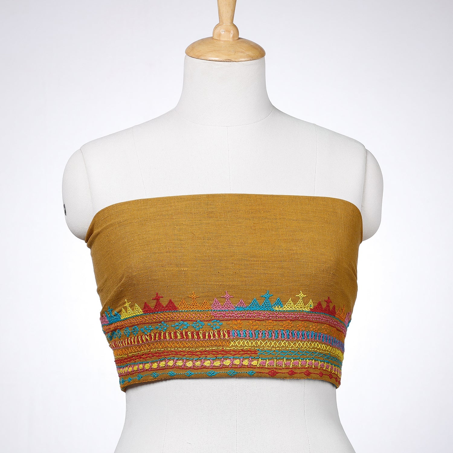 Brown - Lambani Embroidery Handspun Cotton Blouse Piece