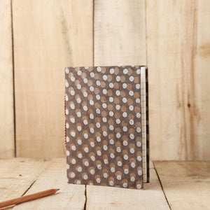 Brown - Art Block Print Fabric Cover Handmade Paper Notebook (7 x 5 in)
