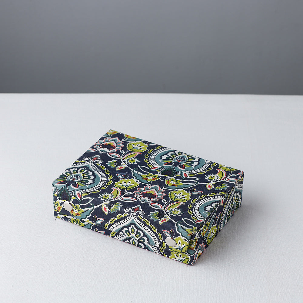 Blue - Floral Printed Handcrafted Jewelry Box (7 x 5 in)