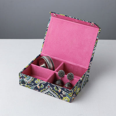 Blue - Floral Printed Handcrafted Jewelry Box (7 x 5 in)