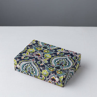 Blue - Floral Printed Handcrafted Jewelry Box (7 x 5 in)