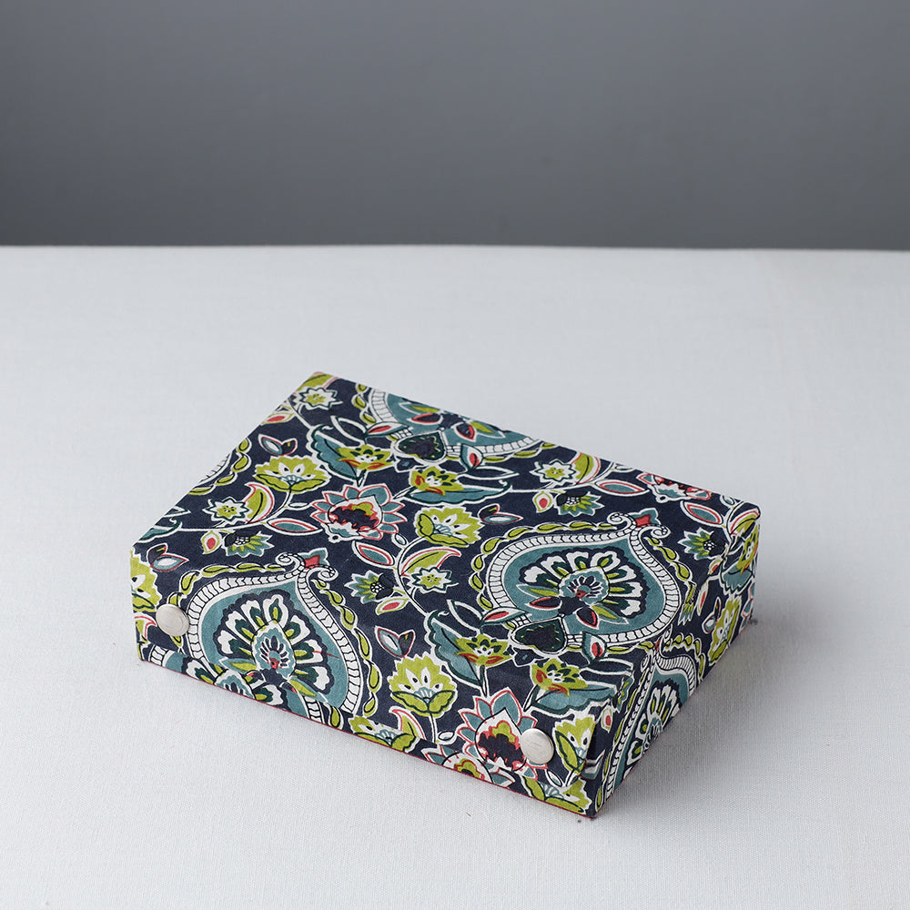 Blue - Floral Printed Handcrafted Jewelry Box (7 x 5 in)