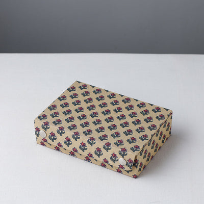 Beige - Floral Printed Handcrafted Jewelry Box (7 x 5 in)