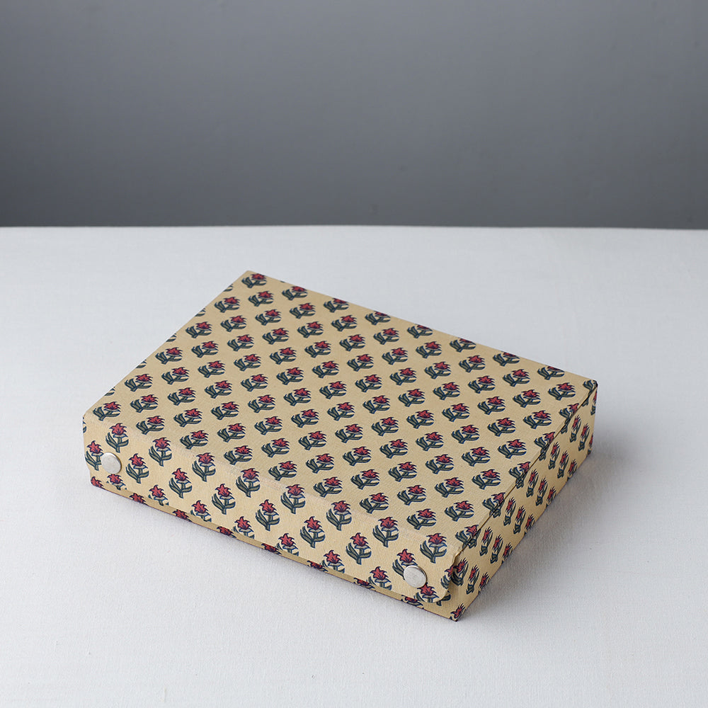 Beige - Floral Printed Handcrafted Jewelry Box (9 x 6 in)